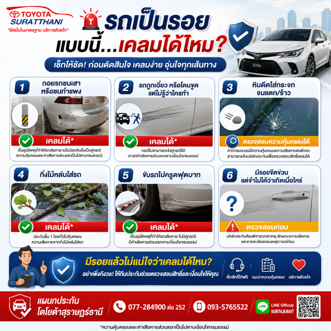 รถเป็นรอยแบบนี้...เคลมประกันได้ไหม?